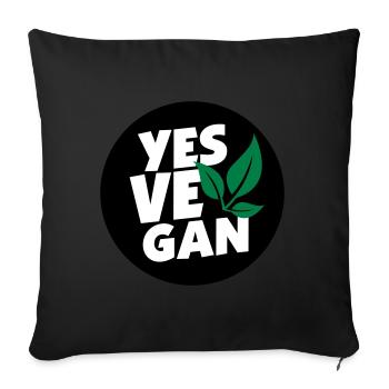 Yes Vegan / Yes ve gan (3c) - Sofa pillowcase 17,3'' x 17,3'' (45 x 45 cm) - black - Front