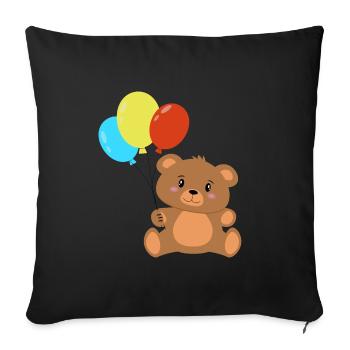Teddy bear with balloons - Sofa pillowcase 17,3'' x 17,3'' (45 x 45 cm) - black - Front