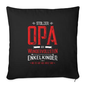 Stolzer Opa Enkelkinder - Sofakissenbezug 45 x 45 cm - Schwarz - Vorne