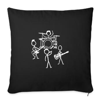 Tape. Music. Outline. - Sofa pillowcase 17,3'' x 17,3'' (45 x 45 cm) - black - Front