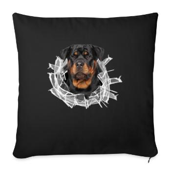 Rottweiler im Glas Loch - Sofakissenbezug 45 x 45 cm - Schwarz - Vorne