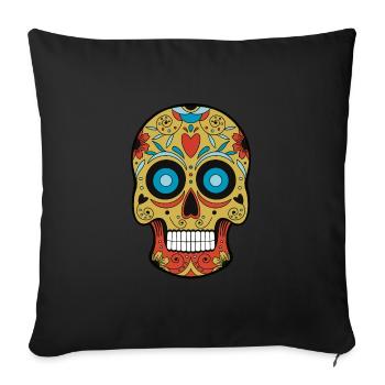 Tête de mort mexicaine - Housse de coussin décorative 45 x 45 cm - noir - Devant