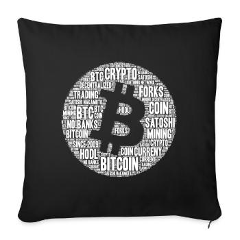 Bitcoin LOGO BTC BUBBLE pour tous les amateurs de crypto - Housse de coussin décorative 45 x 45 cm - noir - Devant