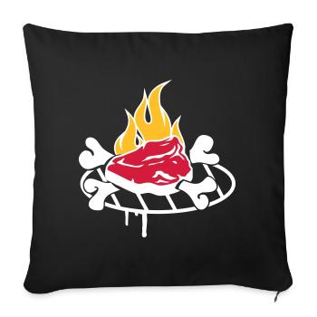 Steak with bones on the grill - Sofa pillowcase 17,3'' x 17,3'' (45 x 45 cm) - black - Front