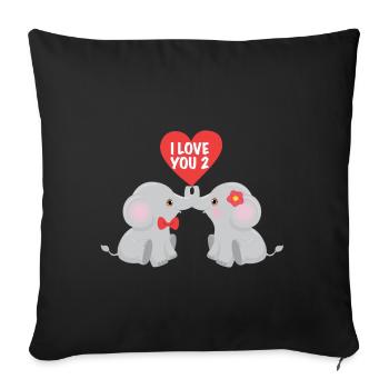 Éléphant éléphant valentine coeur amour cadeau - Housse de coussin décorative 45 x 45 cm - noir - Devant