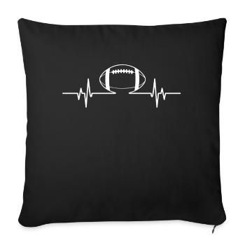 Cool Funny Rugby Heartbeat - Sofa pillowcase 17,3'' x 17,3'' (45 x 45 cm) - black - Front