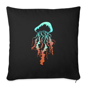 Méduse mer vie marine cadeau animal sous l'eau - Housse de coussin décorative 45 x 45 cm - noir - Devant