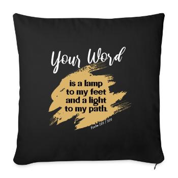 Bible verse | Psalm 119 | your word is a lamp Gold - Sofa pillowcase 17,3'' x 17,3'' (45 x 45 cm) - black - Front