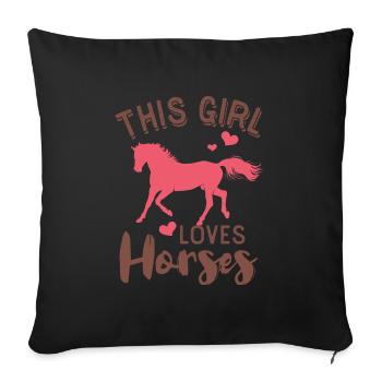Horses ride horse gift rider horsewoman animal - Sofa pillowcase 17,3'' x 17,3'' (45 x 45 cm) - black - Front