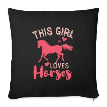 Horses ride horse gift rider horsewoman animal - Sofa pillowcase 17,3'' x 17,3'' (45 x 45 cm) - black - Front