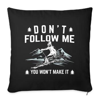 Ski ski - Housse de coussin décorative 45 x 45 cm - noir - Devant