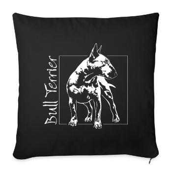 Portrait de chien BULL TERRIER Wilsigns chien chiens - Housse de coussin décorative 45 x 45 cm - noir - Devant
