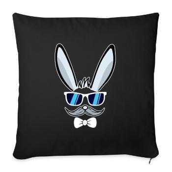 Il | Visage de lapin de Pâques Lapin de Pâques Joyeuses Pâques - Housse de coussin décorative 45 x 45 cm - noir - Devant