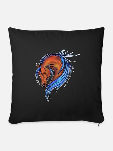 steigendes Pferd Horse - Sofakissenbezug 45 x 45 cm - Schwarz