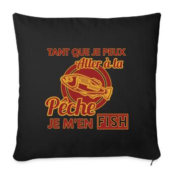 Pecheur shirt • Je m´en Fish • Pecheur Cadeau - Housse de coussin décorative 45 x 45 cm - noir - Devant