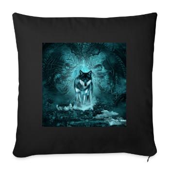 Awesome wolf at night - Sofa pillowcase 17,3'' x 17,3'' (45 x 45 cm) - black - Front
