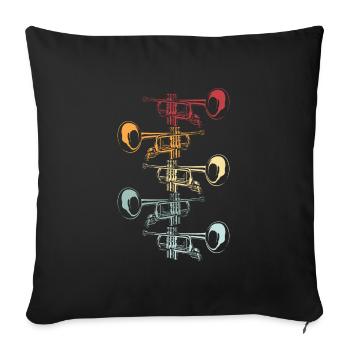 Trumpet Gift Orchestra Instrument Music Band - Sofa pillowcase 17,3'' x 17,3'' (45 x 45 cm) - black - Front