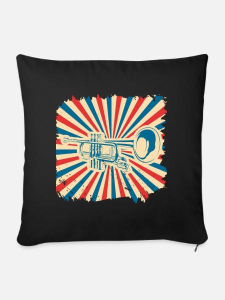 Trompete Geschenk Orchester Instrument Musik Band - Sofakissenbezug 45 x 45 cm - Schwarz