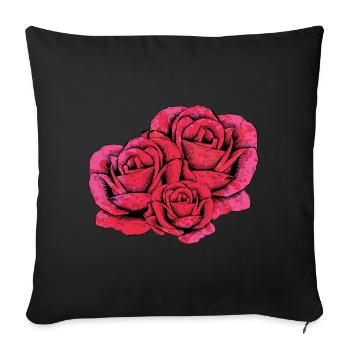 Fleur rose - Housse de coussin décorative 45 x 45 cm - noir - Devant
