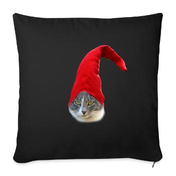 Cat, christmas, christmas cat, santa cat - Sofa pillowcase 17,3'' x 17,3'' (45 x 45 cm) - black - Front