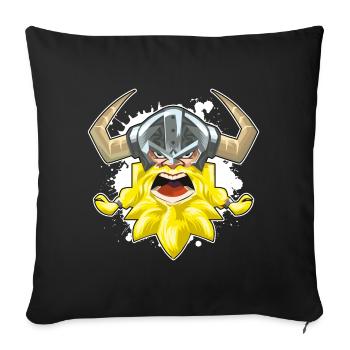 Tête de viking viking - Housse de coussin décorative 45 x 45 cm - noir - Devant