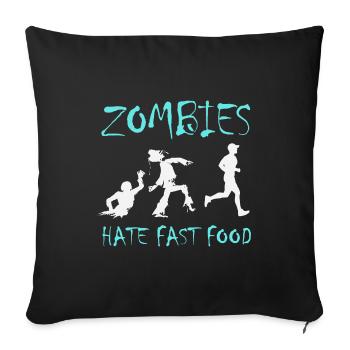 Zombie. Du fast-food. Joggeur. - Housse de coussin décorative 45 x 45 cm - noir - Devant