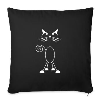 cat - Sofa pillowcase 17,3'' x 17,3'' (45 x 45 cm) - black - Front