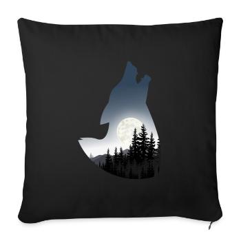Wolf Silhouette - Sofakissenbezug 45 x 45 cm - Schwarz - Vorne