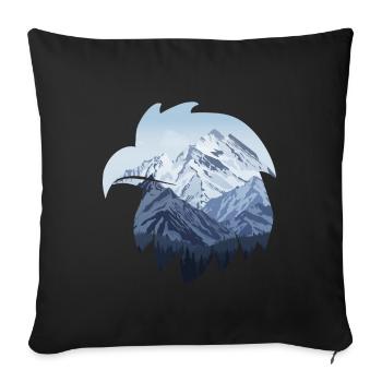 Adler und schneebedeckte Berge - Sofakissenbezug 45 x 45 cm - Schwarz - Vorne