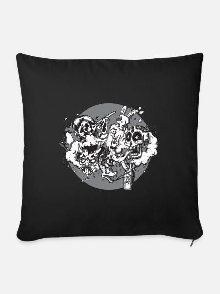 Mélange de graffitis - Béni soit les fous - Housse de coussin décorative 45 x 45 cm - noir