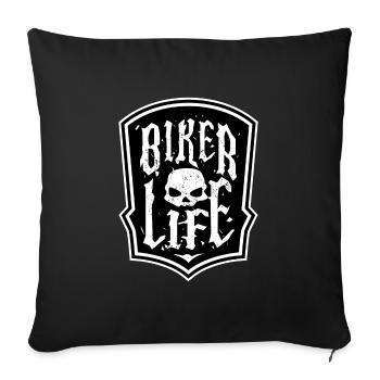 Déclaration de crâne de motard moto - Housse de coussin décorative 45 x 45 cm - noir - Devant
