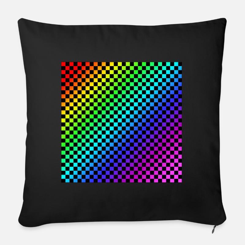 Schachbrettmuster bunt - Sofakissenbezug 45 x 45 cm - Schwarz