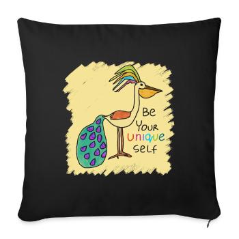 Beautiful bird, funny, special, unique with text - Sofa pillowcase 17,3'' x 17,3'' (45 x 45 cm) - black - Front