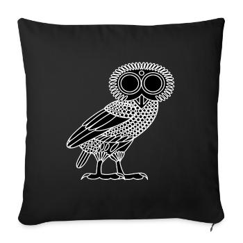 Owl of Athena [Black (owl only)] - Sofa pillowcase 17,3'' x 17,3'' (45 x 45 cm) - black - Front