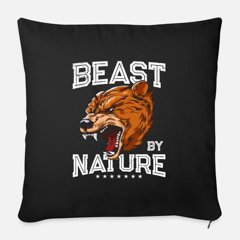 Ours grizzli - Housse de coussin décorative 45 x 45 cm - noir