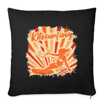 Kitesurfing kitesurfing kiteboarding cadeau surf - Housse de coussin décorative 45 x 45 cm - noir - Devant