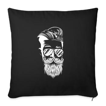 hipster barbe pleine tête de barbe - Housse de coussin décorative 45 x 45 cm - noir - Devant