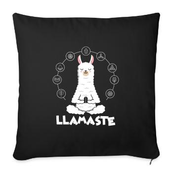 Yoga Llama Lama Alpaka Namaste Comic Tiere Lustig - Sofakissenbezug 45 x 45 cm - Schwarz - Vorne
