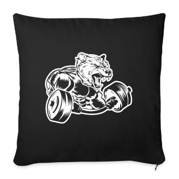 Ours grizzly gym beast musculation - Housse de coussin décorative 45 x 45 cm - noir - Devant