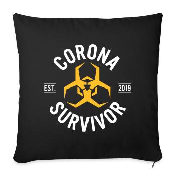 Corona Survivor 2019 - Sofakissenbezug 45 x 45 cm - Schwarz - Vorne
