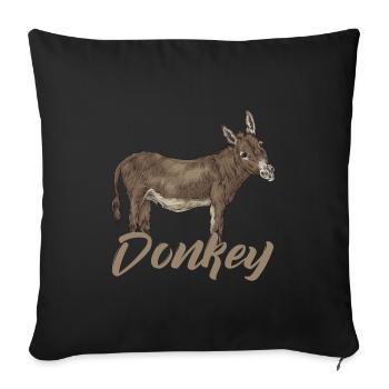 Âne animal amoureux des animaux amoureux des animaux idée d'amour animal - Housse de coussin décorative 45 x 45 cm - noir - Devant