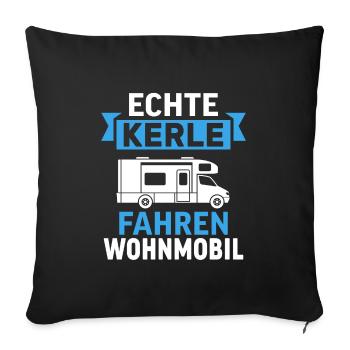 Camping Camper Real guys drive motorhomes - Sofa pillowcase 17,3'' x 17,3'' (45 x 45 cm) - black - Front