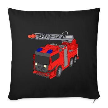 Fire Engine Fire Truck Fire Truck Shirt - Sofa pillowcase 17,3'' x 17,3'' (45 x 45 cm) - black - Front