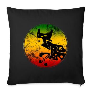 Silhouette abstraite de chat sauvage aux couleurs reggae - Housse de coussin décorative 45 x 45 cm - noir - Devant