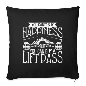 Ski lift pass for happiness - Sofa pillowcase 17,3'' x 17,3'' (45 x 45 cm) - black - Front