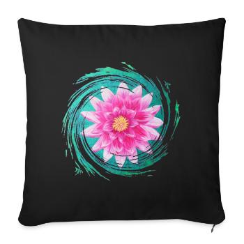 Lotus brillant - Sonja Ariel von Staden - Housse de coussin décorative 45 x 45 cm - noir - Devant