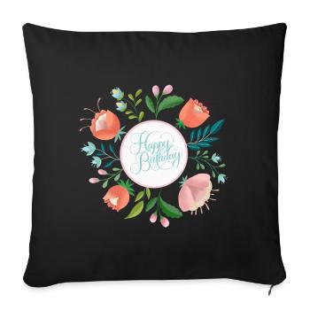 Happy Birthday - Sofa pillowcase 17,3'' x 17,3'' (45 x 45 cm) - black - Front