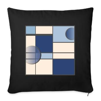Mondrianstyle in Blau - Sofakissenbezug 45 x 45 cm - Schwarz - Vorne