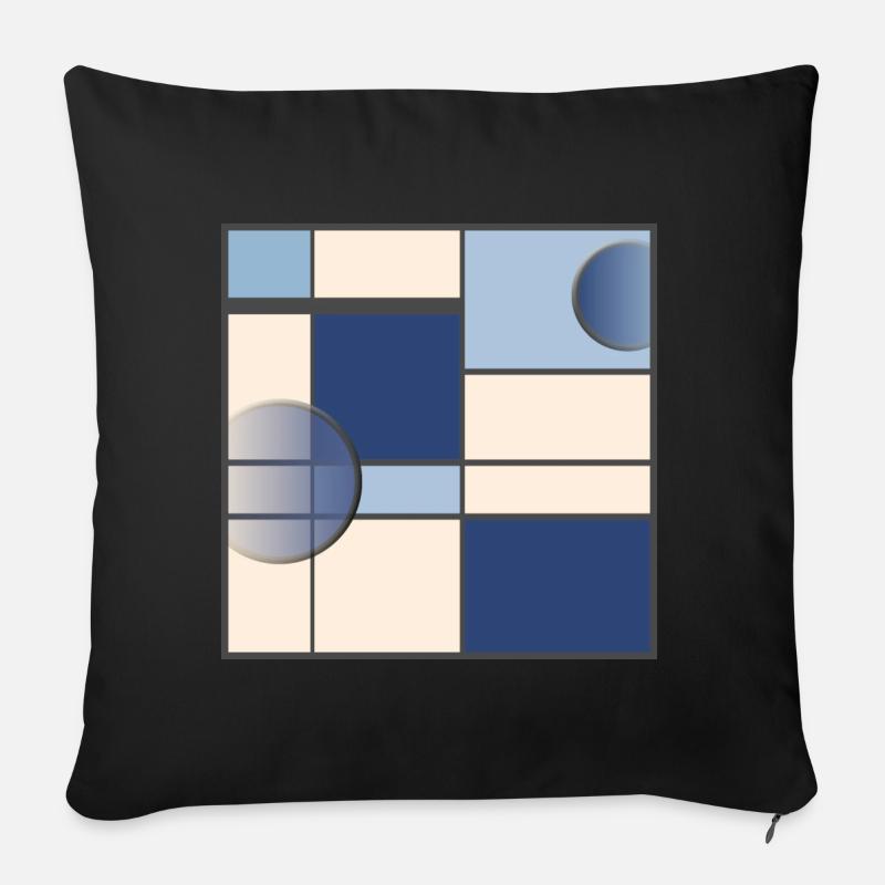 Mondrianstyle in Blau - Sofakissenbezug 45 x 45 cm - Schwarz