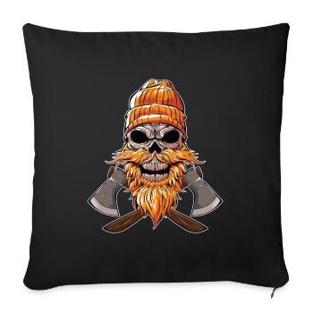skull woodcutter ax wood - Sofa pillowcase 17,3'' x 17,3'' (45 x 45 cm) - black - Front